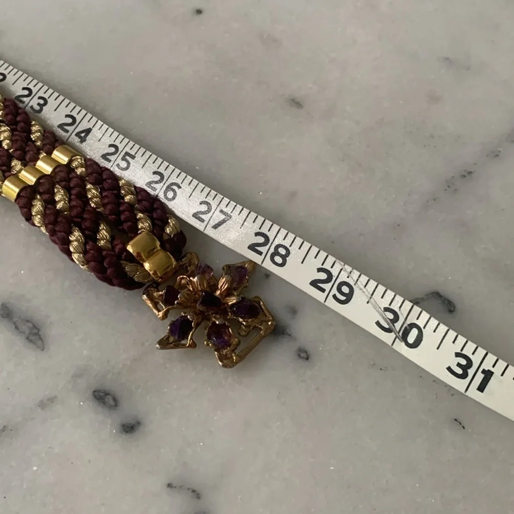 Vintage Jeweled Statement Belt or Necklace /Collar Purple Gold Franklab Designer